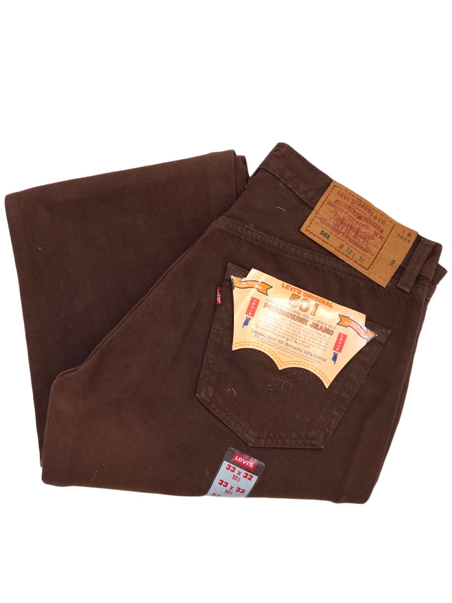 90's Levi's 501 オリジナルカラーデニムパンツ ブラウン USA製 表記(33x32) DEAD