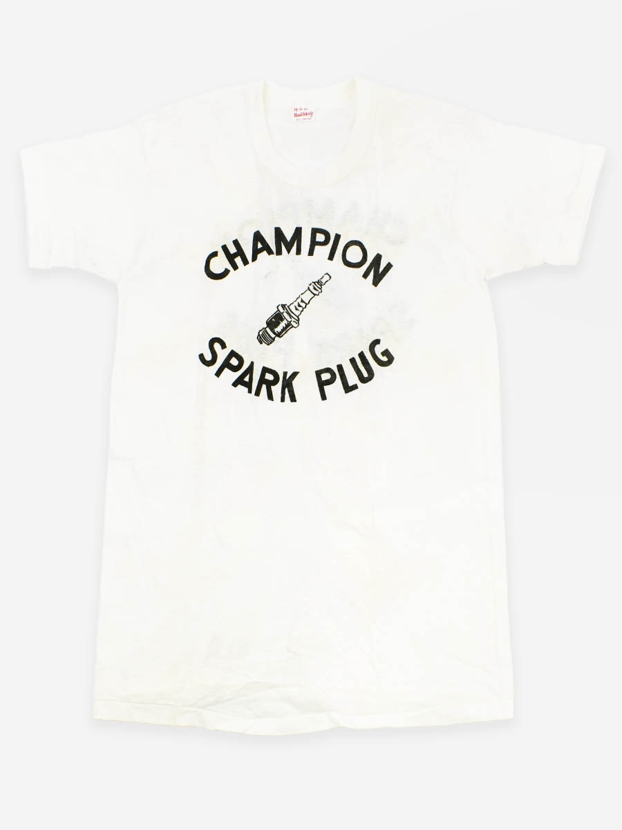 50's Healthknit ''CHAMPION SPARK PLUG'' T-shirt Size(M) DEAD STOCK