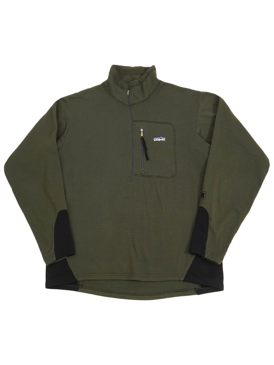 01 パタゴニア R1フラッシュプルオーバー ブラウンオリーブ/ブラック