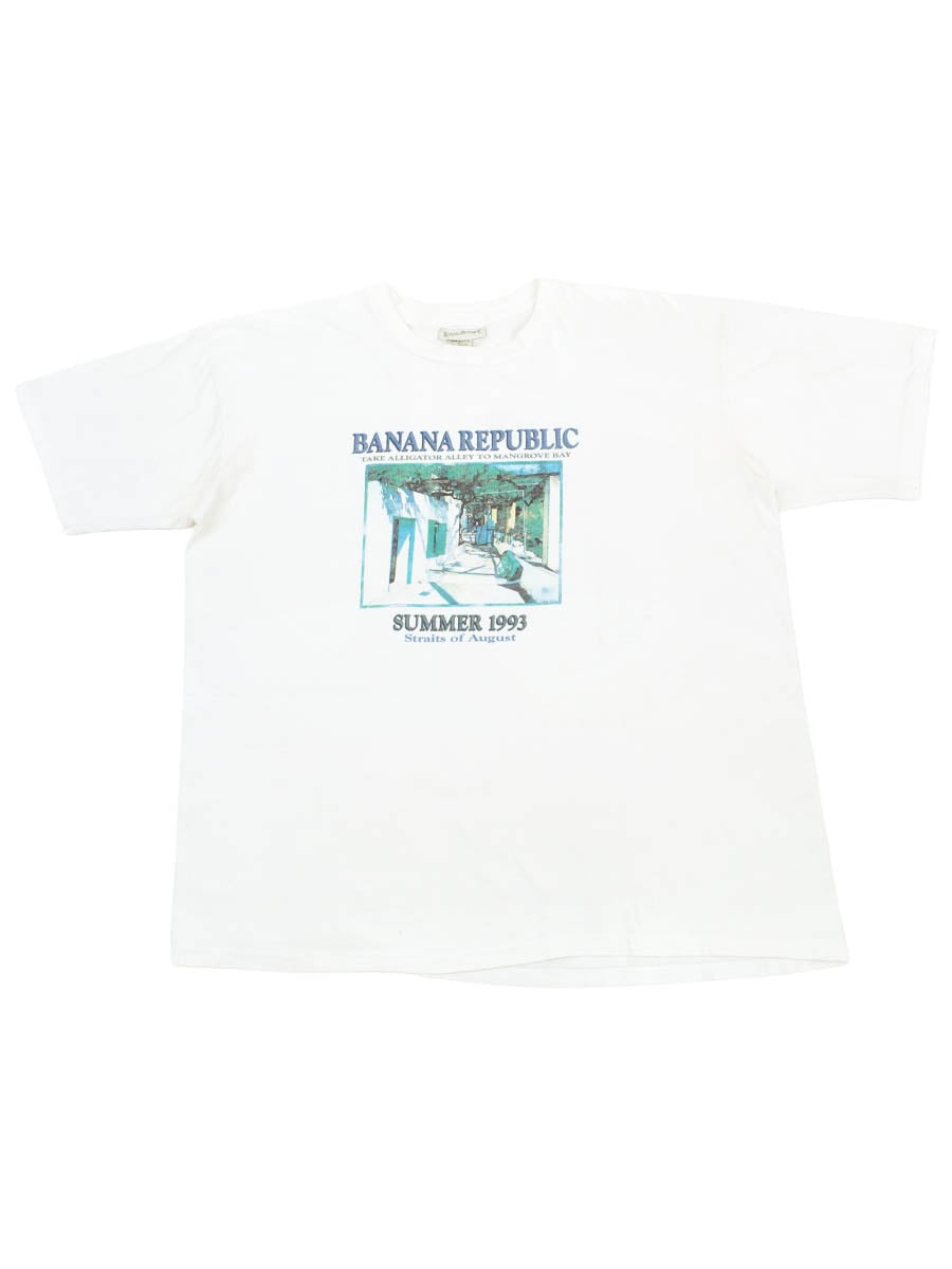 90's BANANA REPUBLIC ''SUMMER 1993 Straits of August'' Tシャツ 表記(XL) USA製