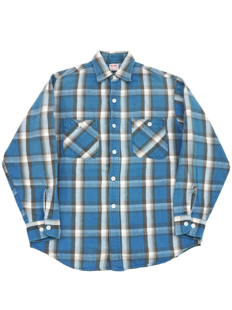 60's BIG MAC 青白黒 好配色チェック フランネルシャツ 表記(M