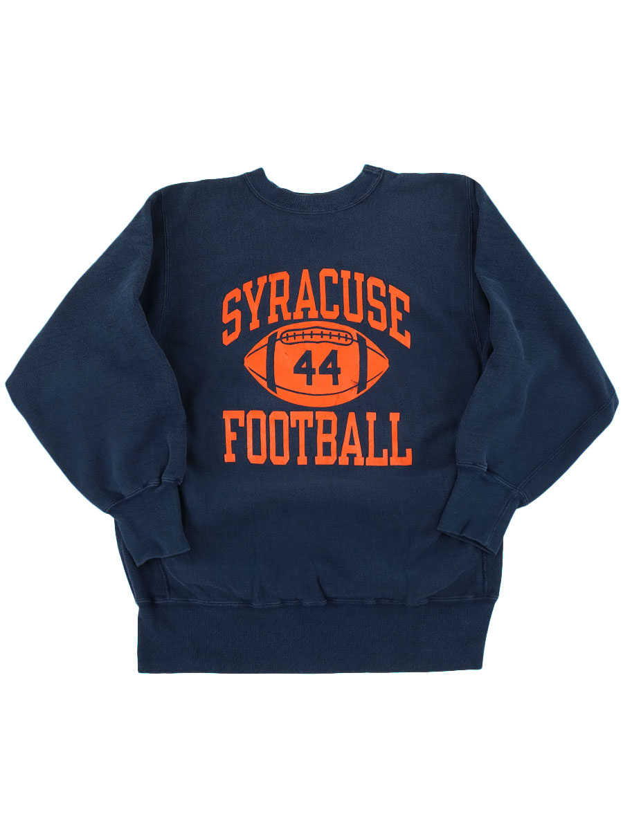 90's 刺繍タグ チャンピオンRW ''SYRACUSE FOOTBALL'' 3段プリント ネイビー 表記(XL) USA製