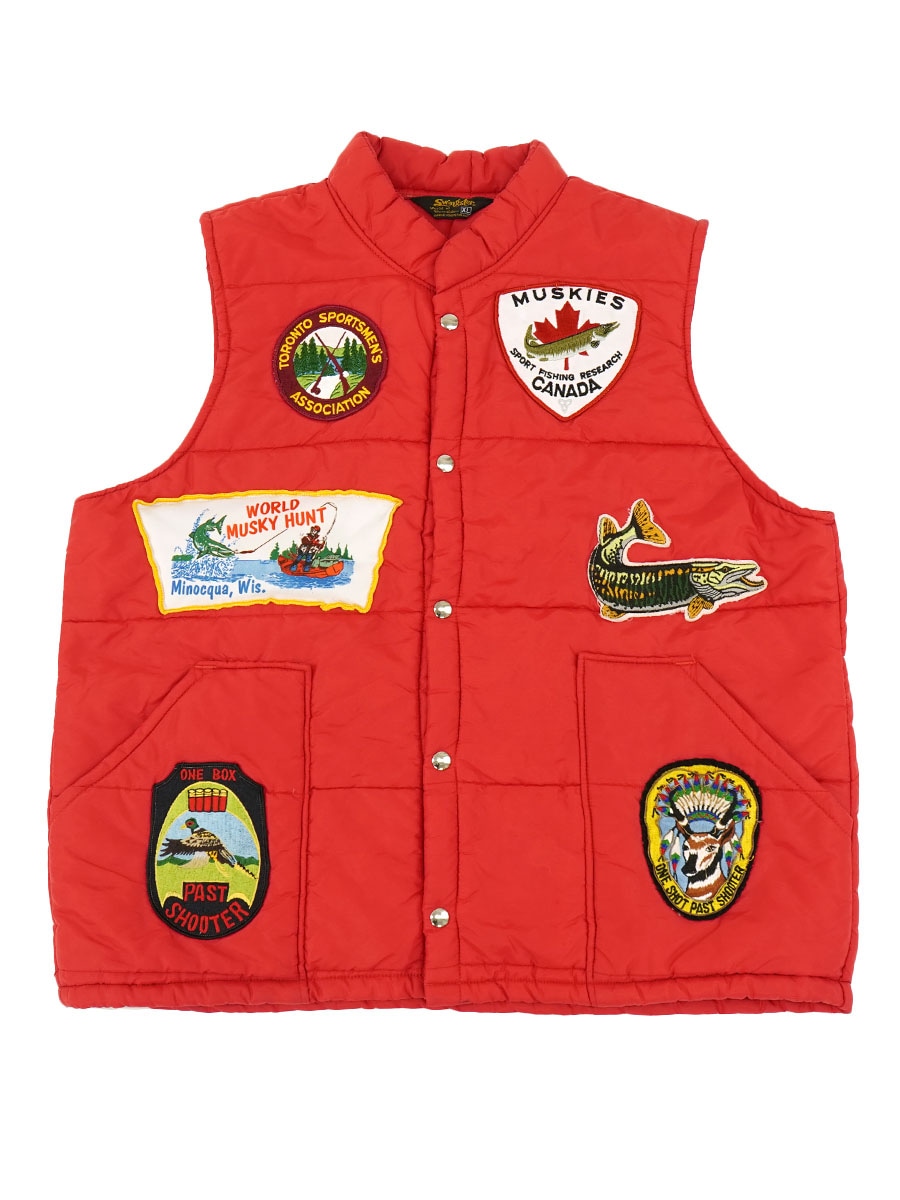 70's Swingster カスタムワッペン ベスト レッド 表記(XL) 
