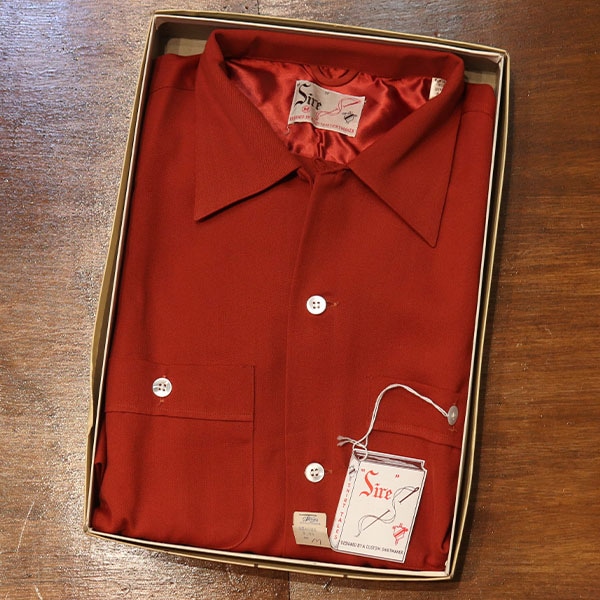 1950s DEAD STOCK , L/S RAYON SHIRT , Size M