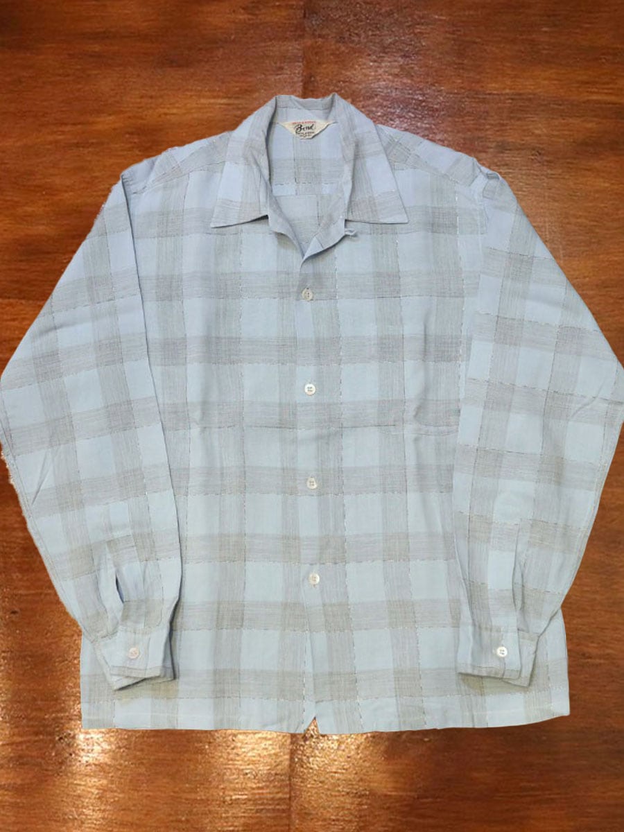 1950s DEAD STOCK , L/S RAYON SHIRT , Size M