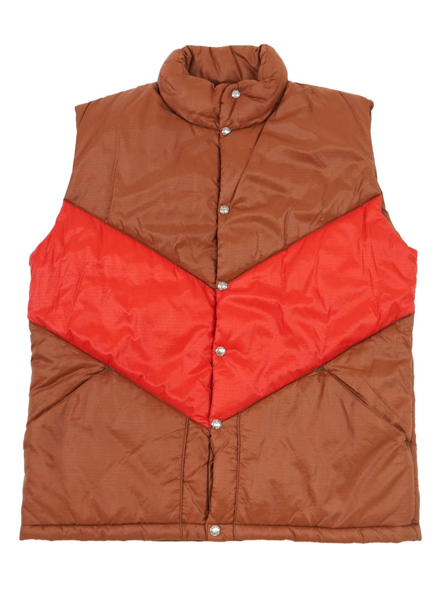 70's 茶タグ THE NORTH FACE バイカラー 中綿ベスト ブラウン×レッド