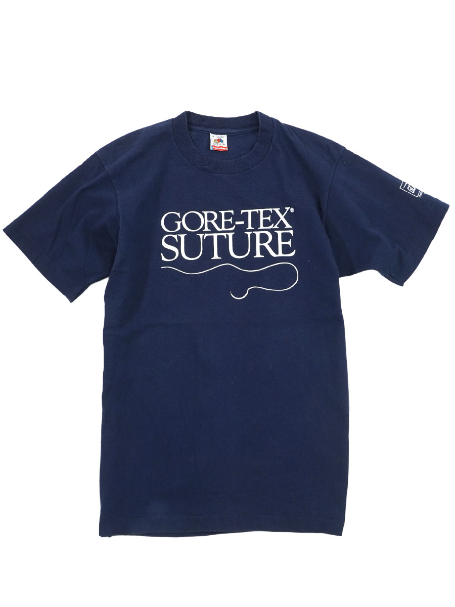 90's FRUIT OF THE LOOM ''GORE-TEX'' 両面袖プリント Tシャツ レア！ ネイビー 表記(M) USA製