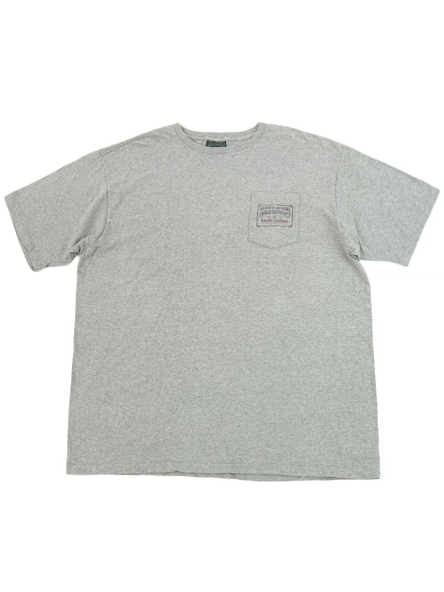 90's POLO COUNTRY 無地 100%コットン ポケットTシャツ グレー 表記(L) USA製
