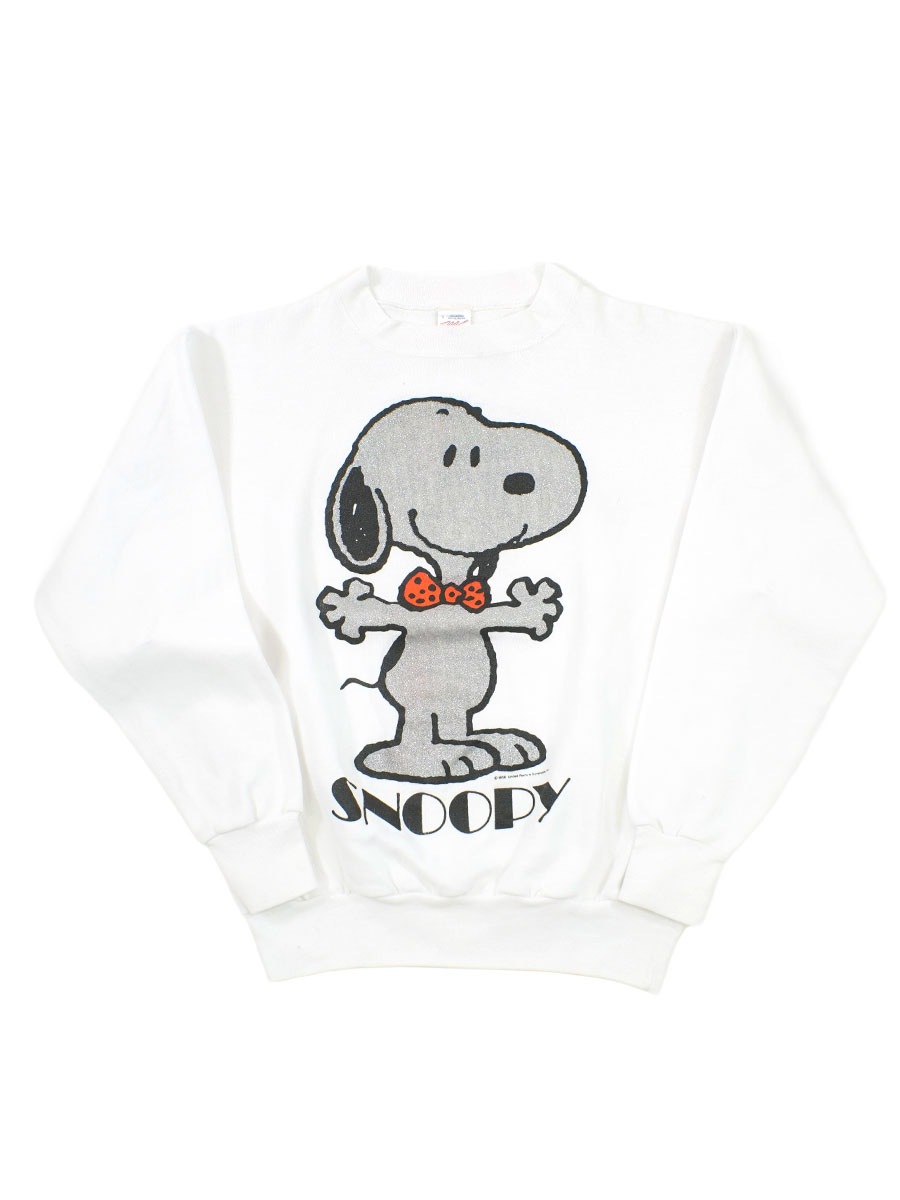 80's AMERICAN MARKETING WORKS スヌーピー ラメプリント スウェット 白 表記(L)