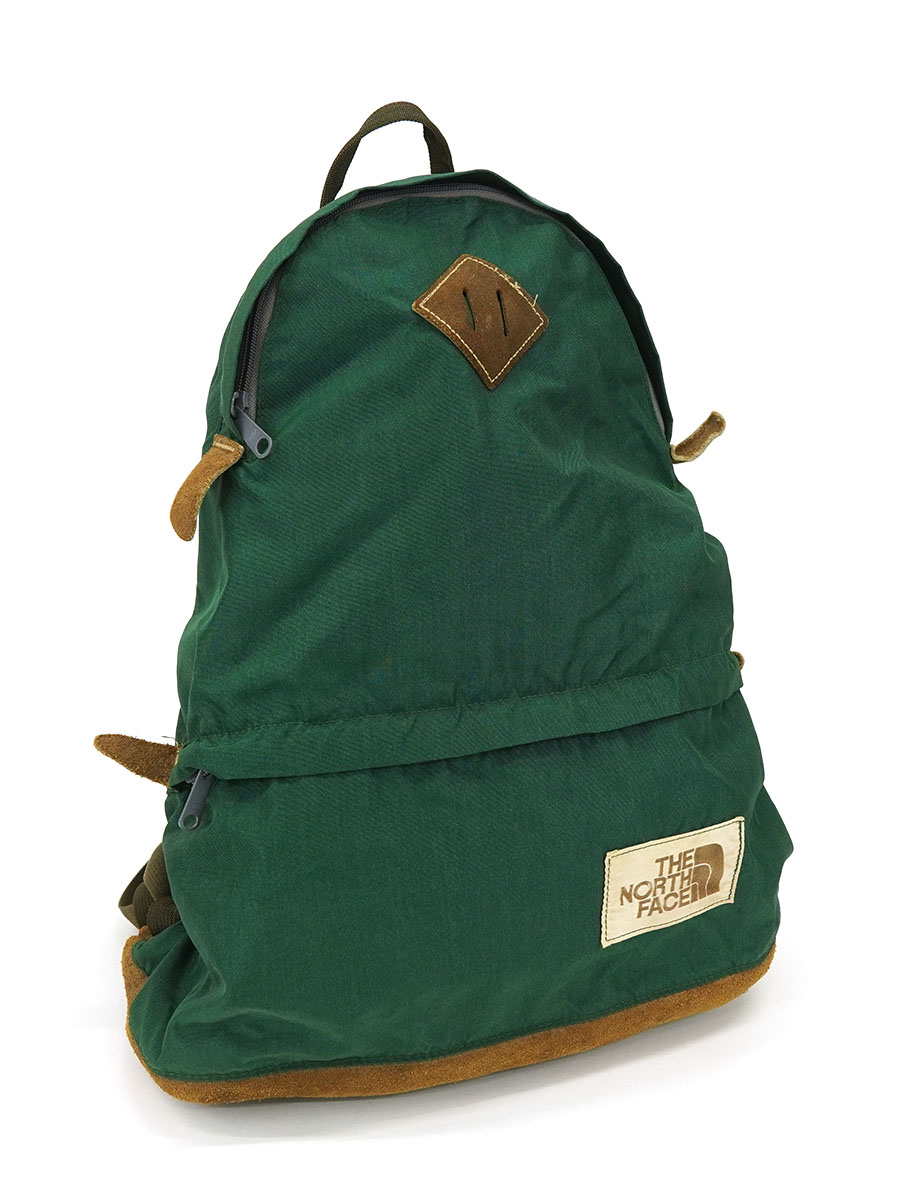 70's 茶タグ THE NORTH FACE スエード切り替え ナイロンバックパック グリーン