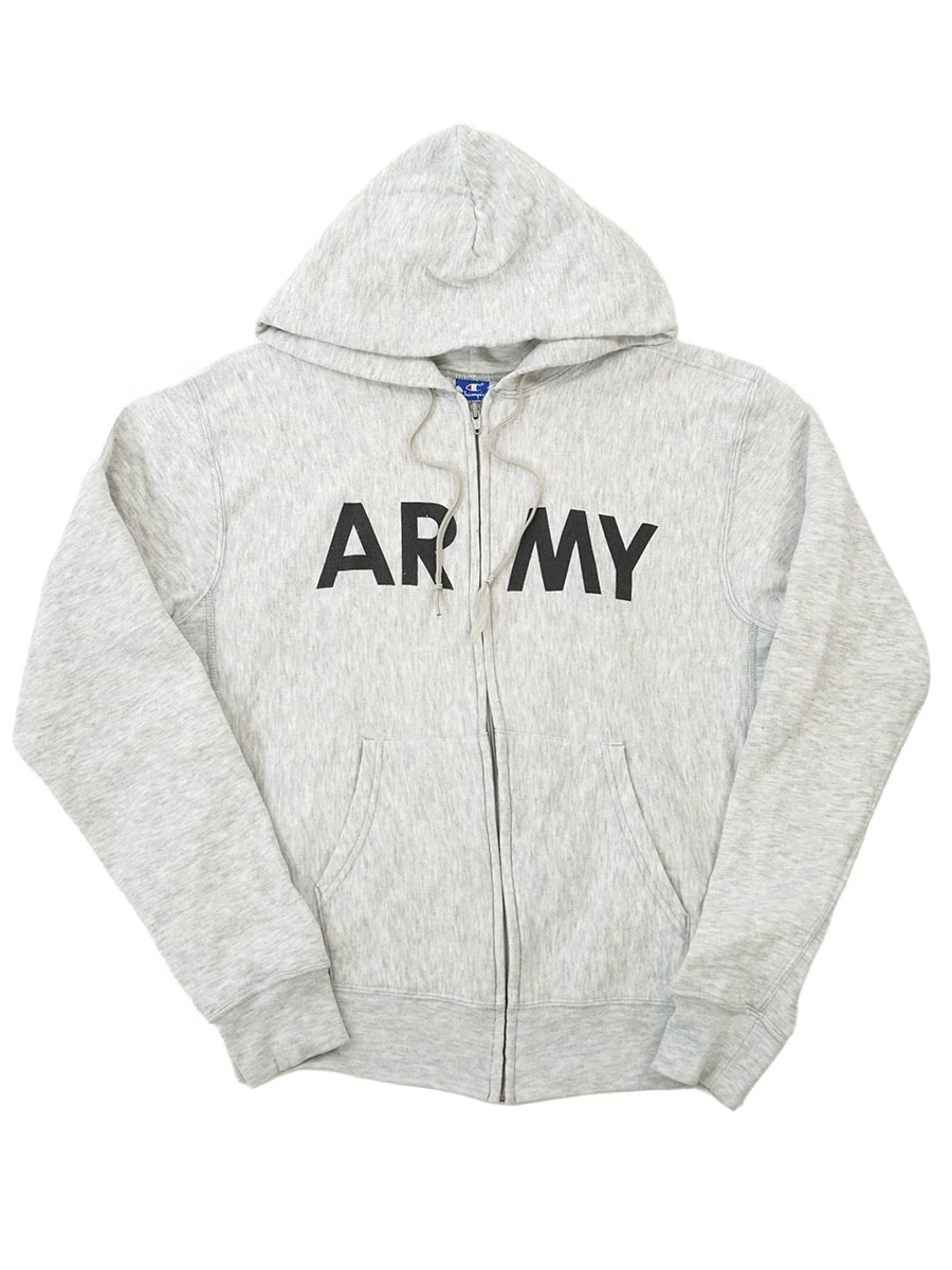 90's 青刺繍タグ チャンピオン ''ARMY'' フルジップスウェットパーカ 表記(M) USA製