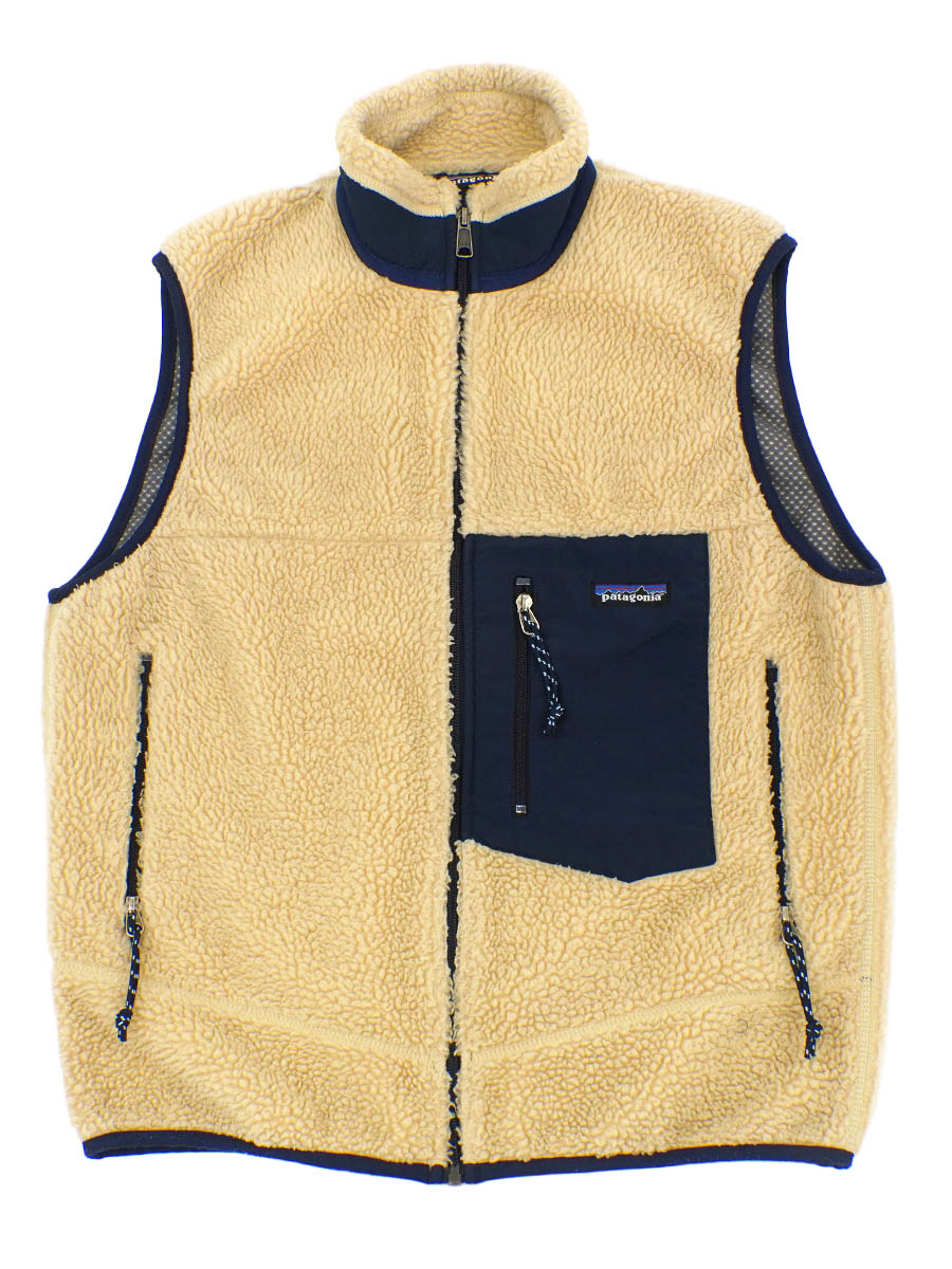 99 パタゴニア レトロXベスト ナチュラル/ネイビー 表記(M) USA製