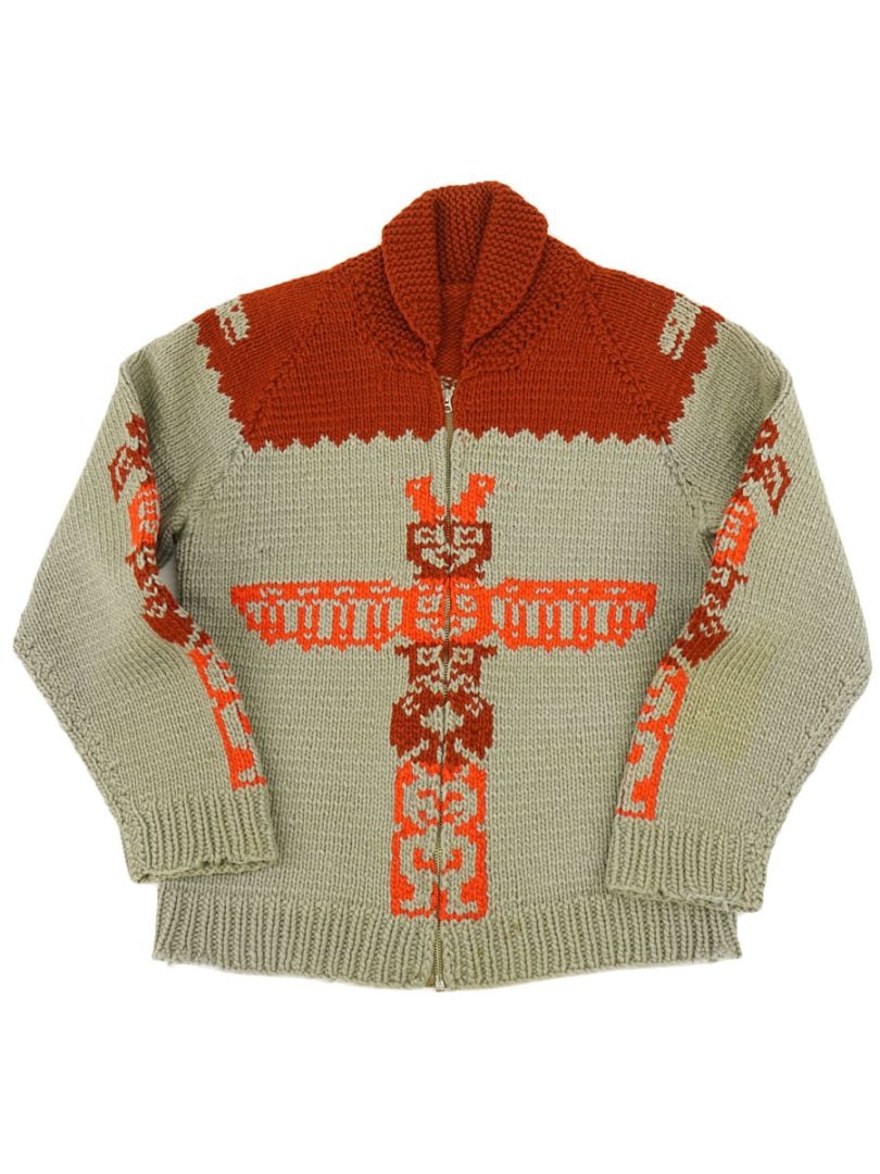 60's トーテムポール柄 カウチンカーディガン 実寸(XS位) Lightning