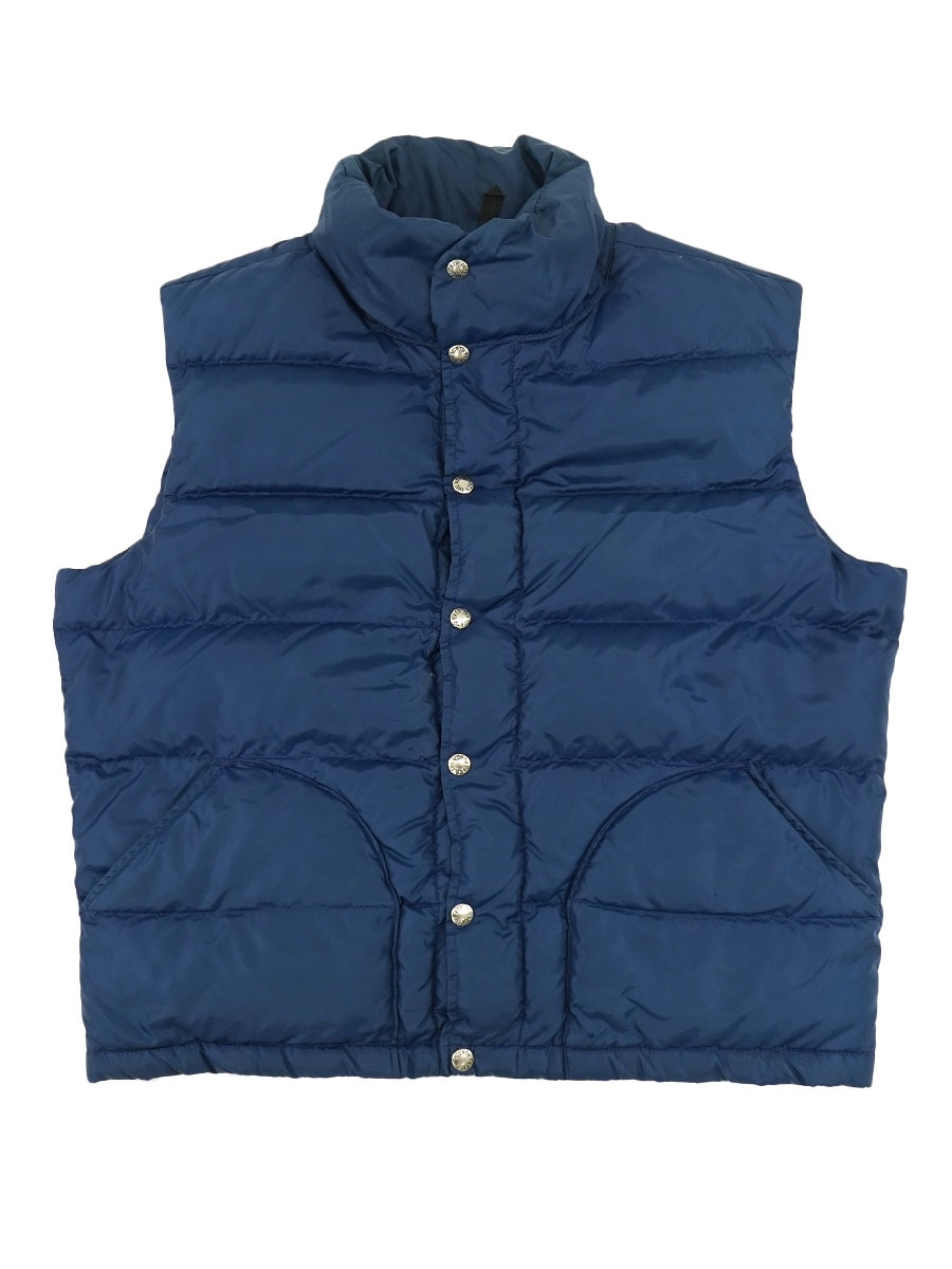 80's 茶タグ THE NORTH FACE ダウンベスト ネイビー 表記(L) ラウンド