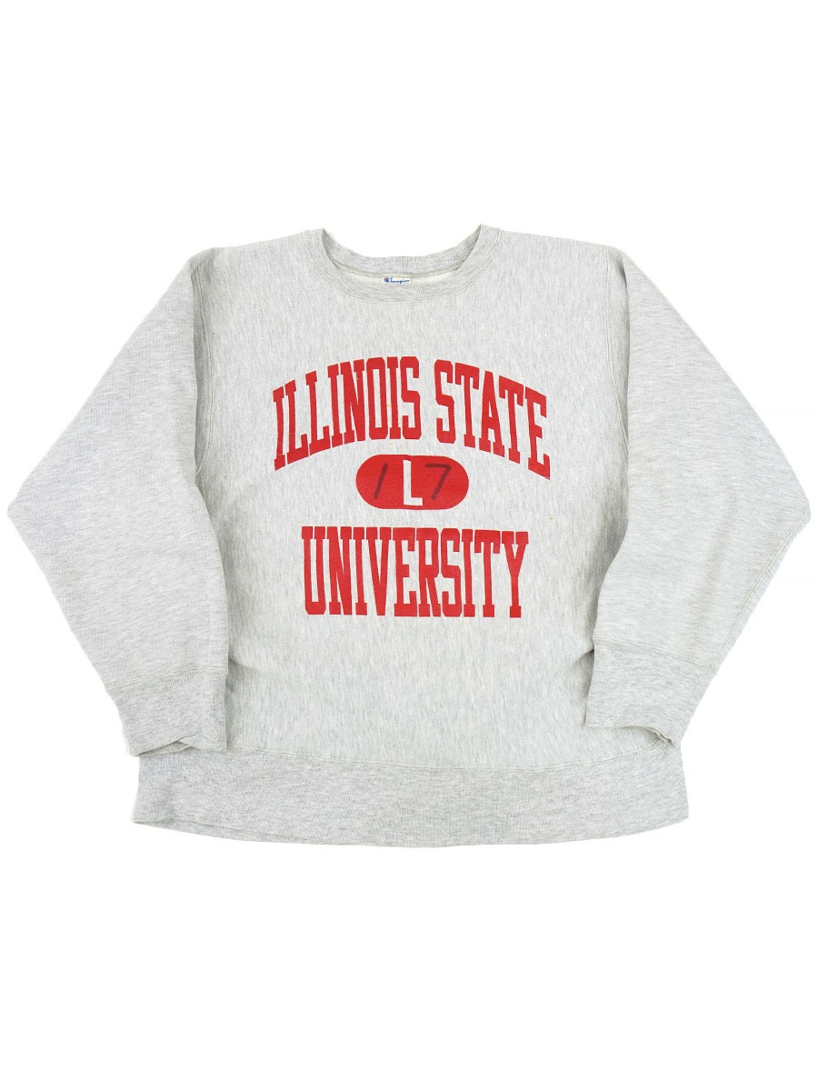 80's プリントタグ チャンピオンRW ''ILLINOIS STATE UNIVERSITY'' 3段プリント 表記(L) USA製