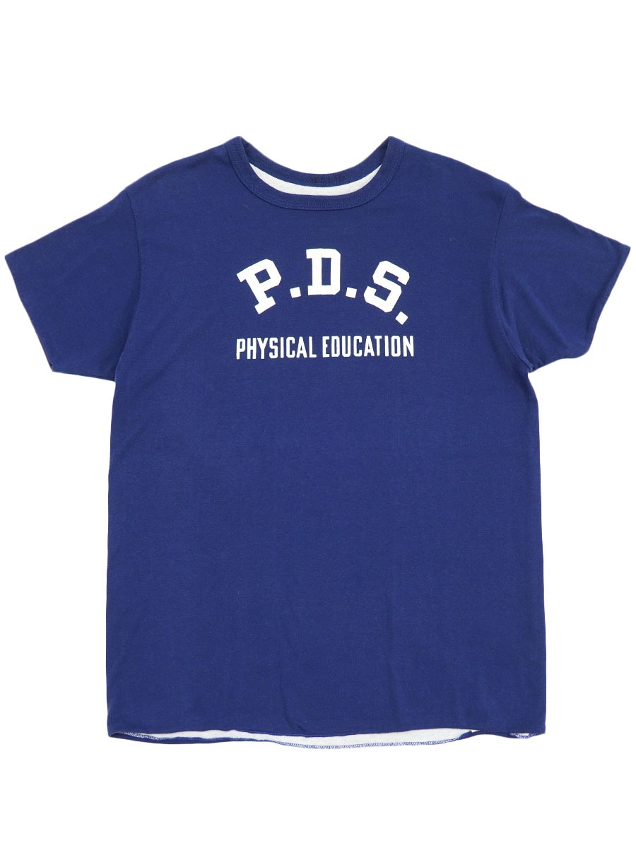 80's トリコタグ チャンピオン ''P.D.S. PHYSICAL EDUCATION'' リバーシブルTシャツ 青x白 表記(L)