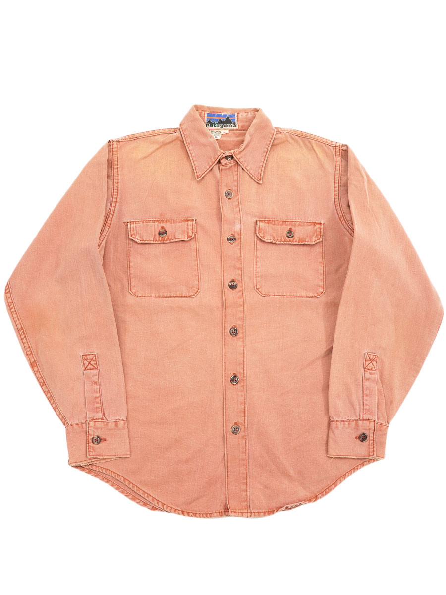 70's 初期タグ パタゴニア コットンワークシャツ ダークサーモンピンク 表記(M)