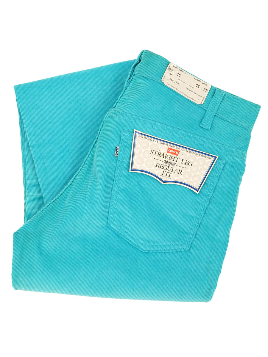 80's Levi's 519 コーデュロイパンツ ターコイズ レアカラー 表記(33x30) DEAD