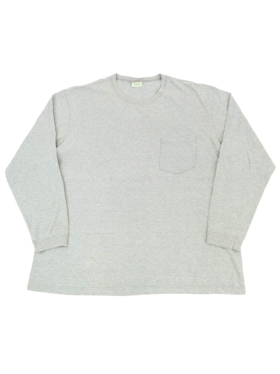 90's L.L.BEAN 無地 ポケ付き ロングスリーブTシャツ グレー 実寸(XL位) USA製