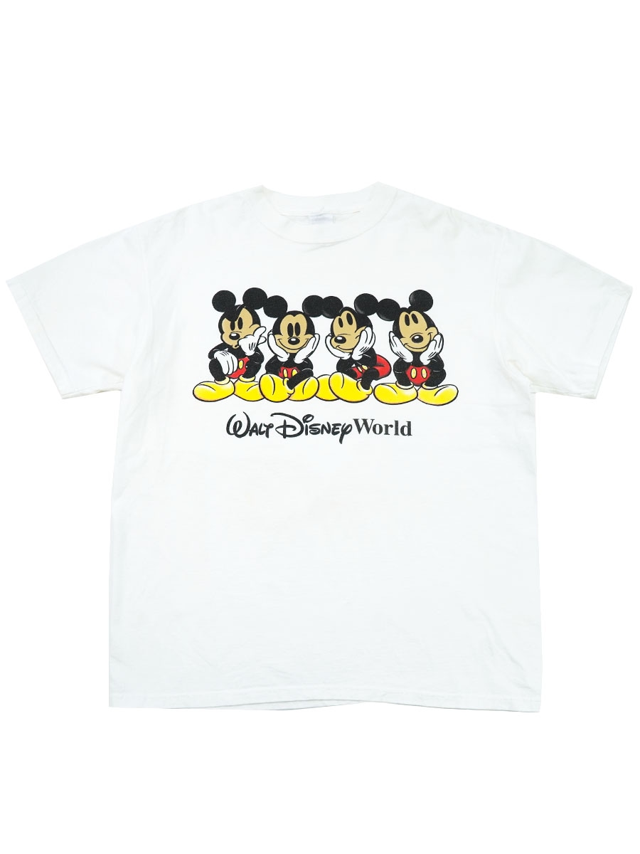 90's～ anvil ''WALT DISNEY WORLD'' 日焼けミッキー Tシャツ 表記(L)