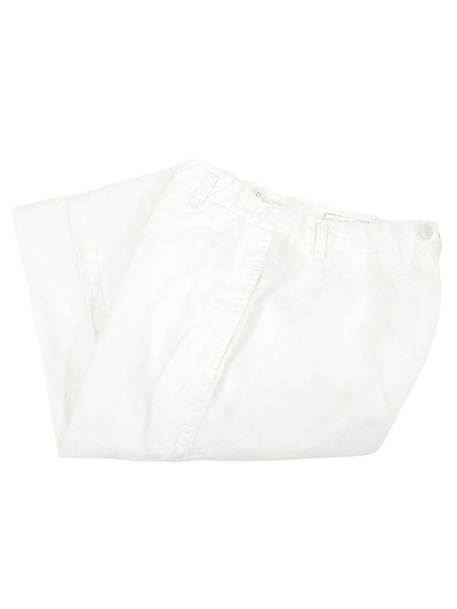 60's～ サスペンダーボタン リネンワークパンツ ホワイト 実寸(31x28位)