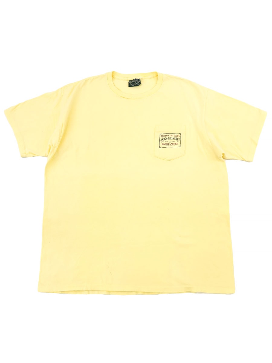 90's POLO COUNTRY 100%コットン ポケットTシャツ クリームイエロー 表記(L) USA製