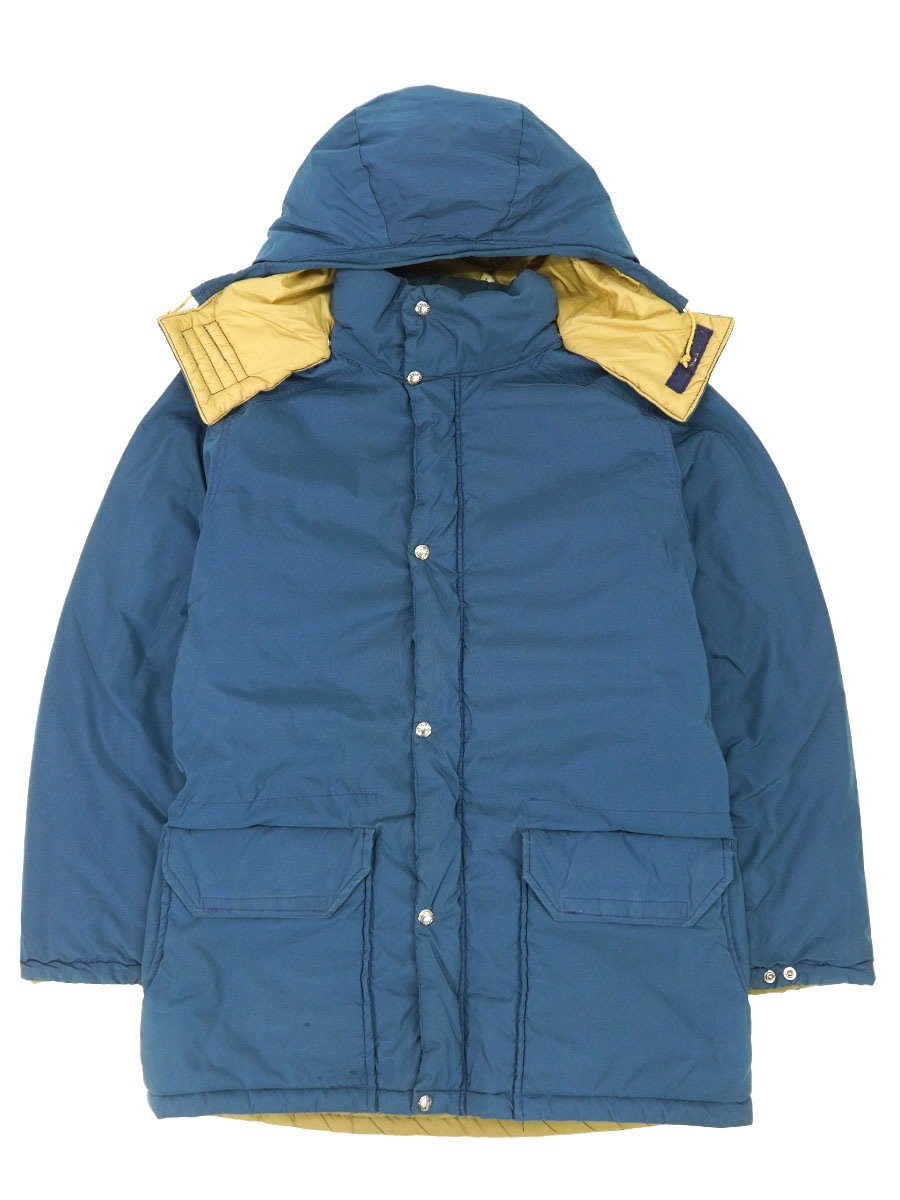 70'S THE NORTH FACE HOODED DOWN JACKET NAVY (SIZE.X LARGE)