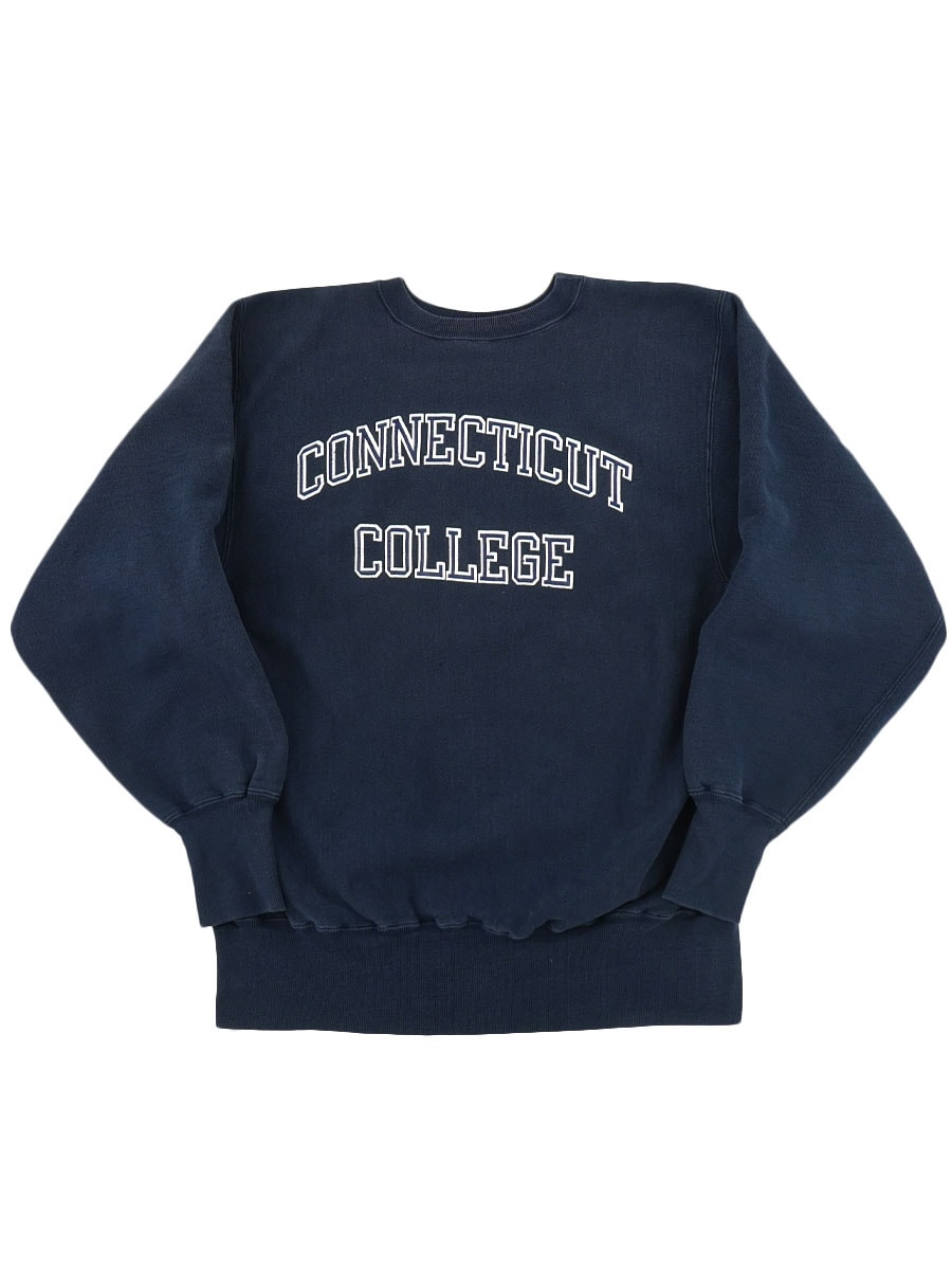 90's 刺繍タグ チャンピオンRW ''CONNECTICUT COLLEGE'' ネイビー 表記(L) USA製