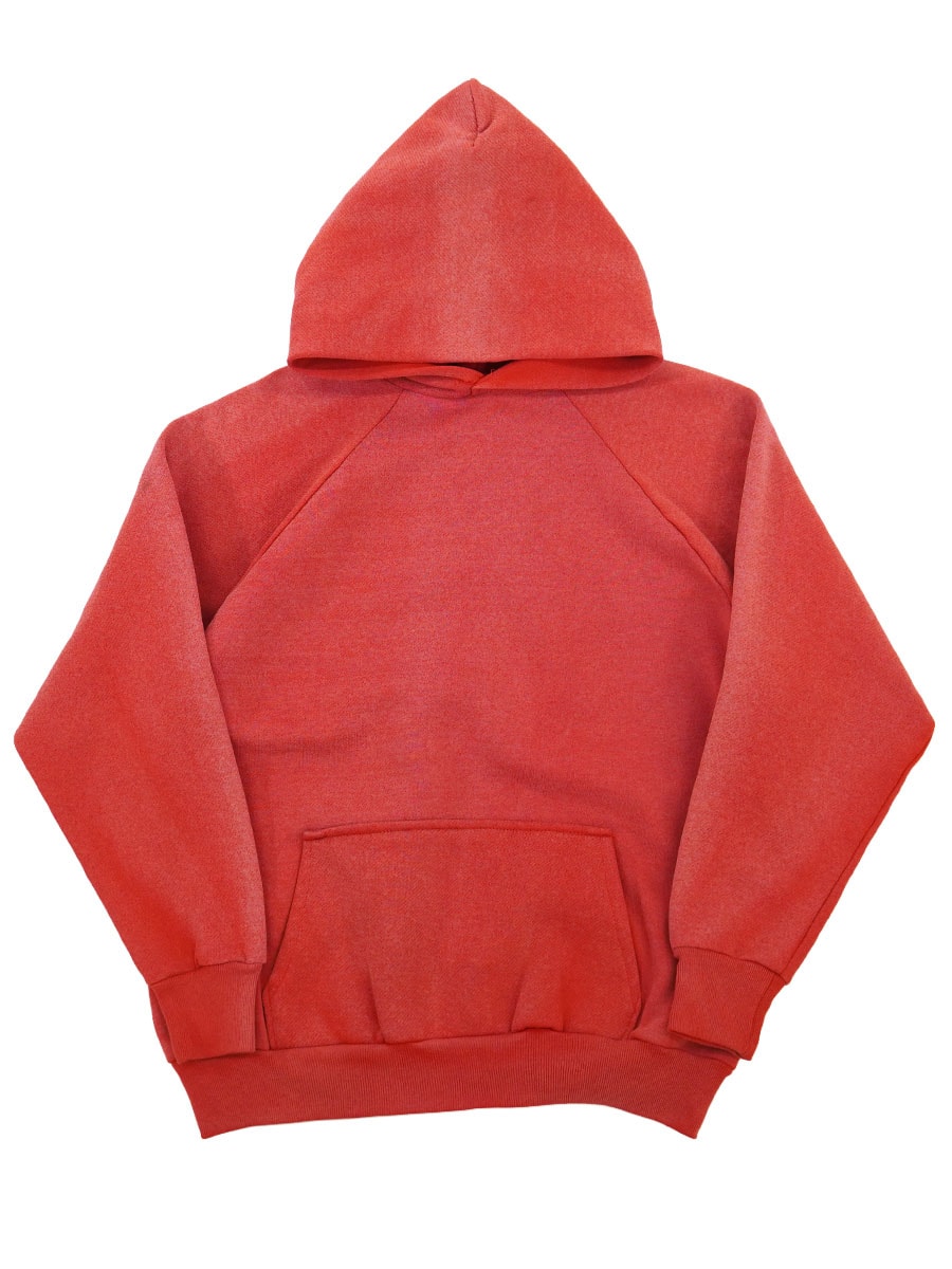 80's 無地 ラグランスリーブ パーカ フェード赤 表記(L) USA製
