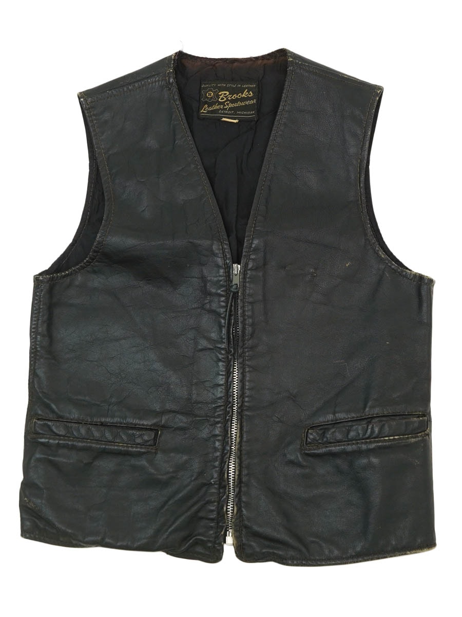 60's Brooks Leather Sportswear レザーベスト 実寸(34位) | すべての