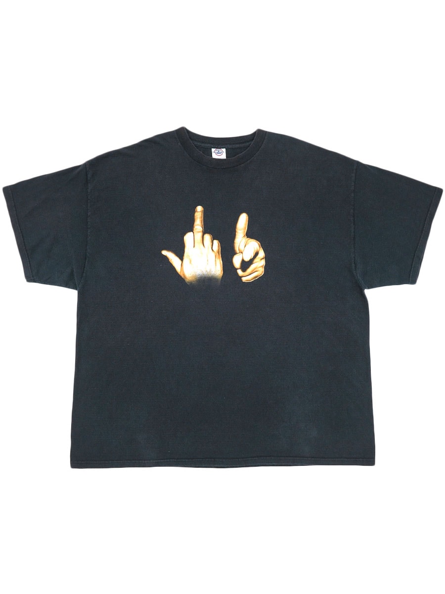 00's DELTA ハンドサインプリント Tシャツ ブラック 表記(3XL)