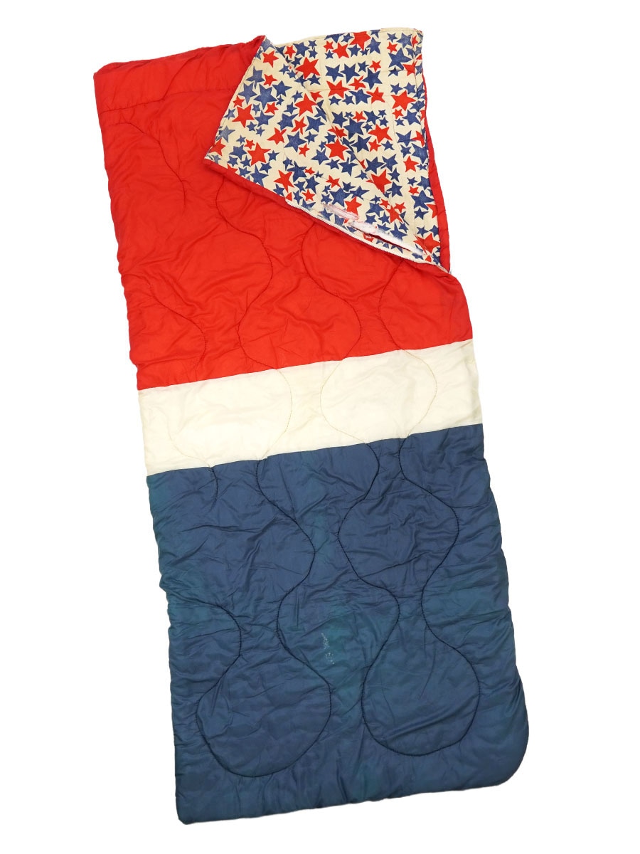 70's～ トリコロール キルティング 裏星総柄 スリーピングバッグ 実寸(182x81位)