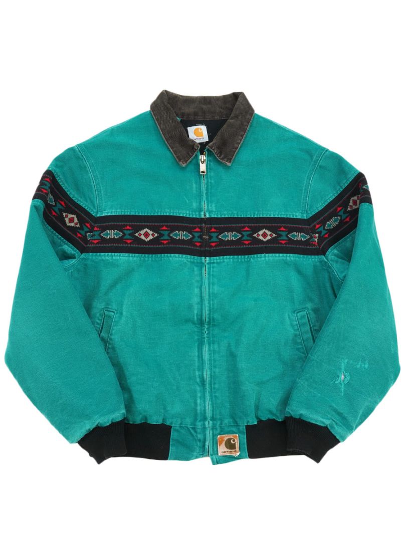 90s carhartt サンタフェ ジャケット ネイティブ柄 XL カーハート サンタフェジャケット ネイティブ柄 ターコイズグリーン