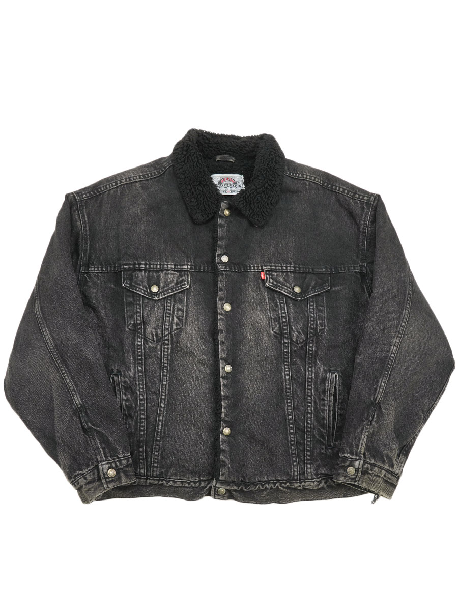 90's Levi's ブラックデニム ボアジャケット 表記(XXL) オールブラック