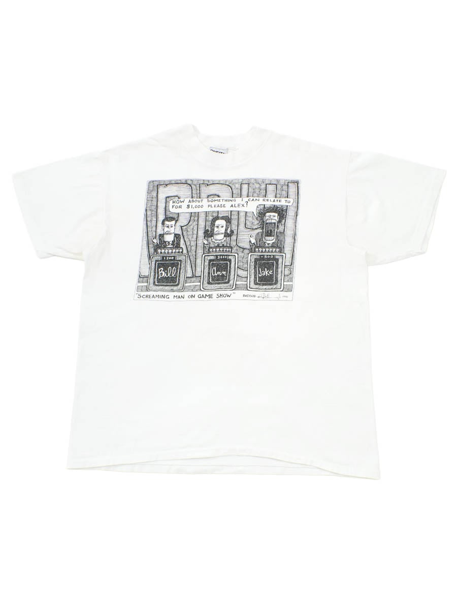 90's ONEITA BAD BOB ''SCREAMING MAN ON GAME SHOW'' アートTシャツ 表記(XL)