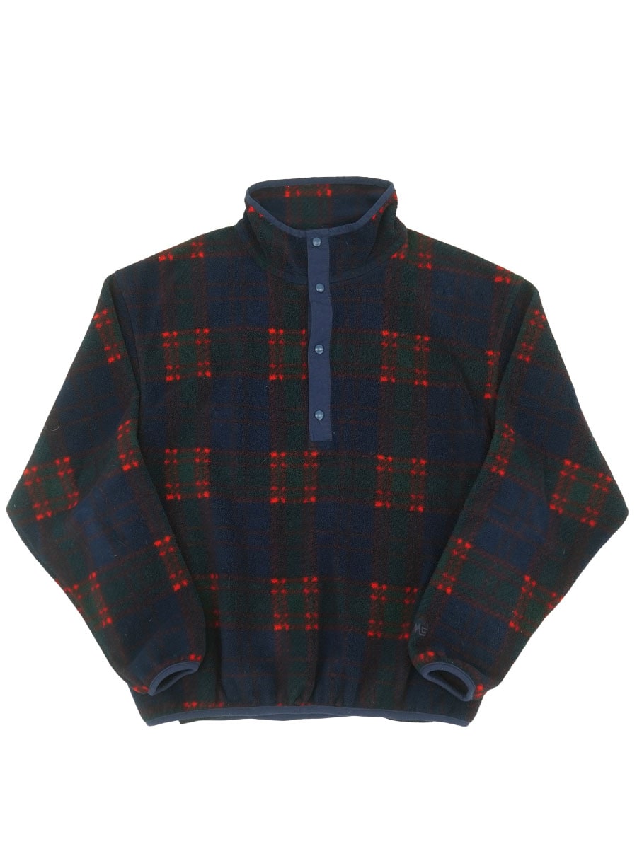 90's EMS プルオーバー チェック柄 フリースジャケット 表記(L) USA製