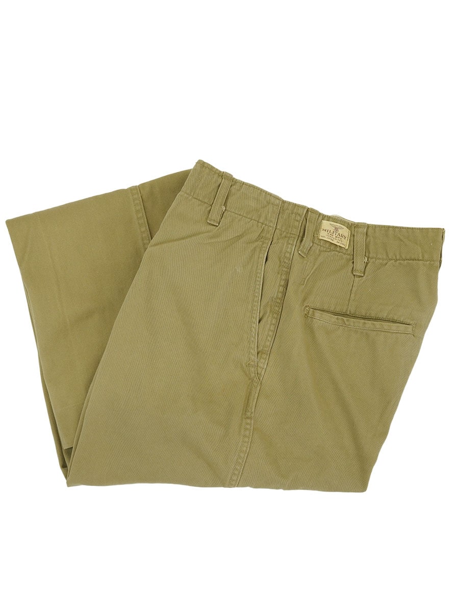 70's MILITARY VAT DYE チノトラウザーズ ジッパーフライ 実寸(29x28位