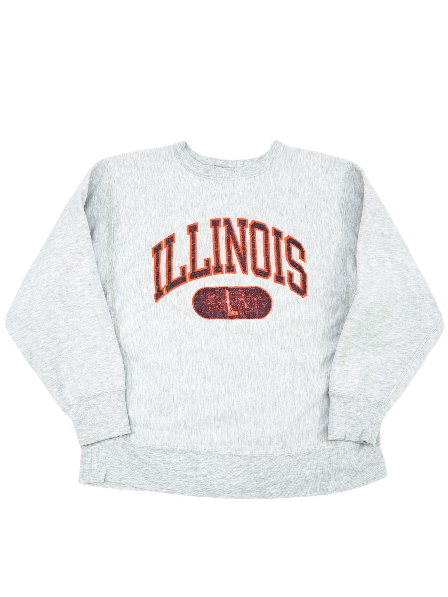80's プリントタグ チャンピオンRW ''ILLINOIS'' 表記(L) USA製