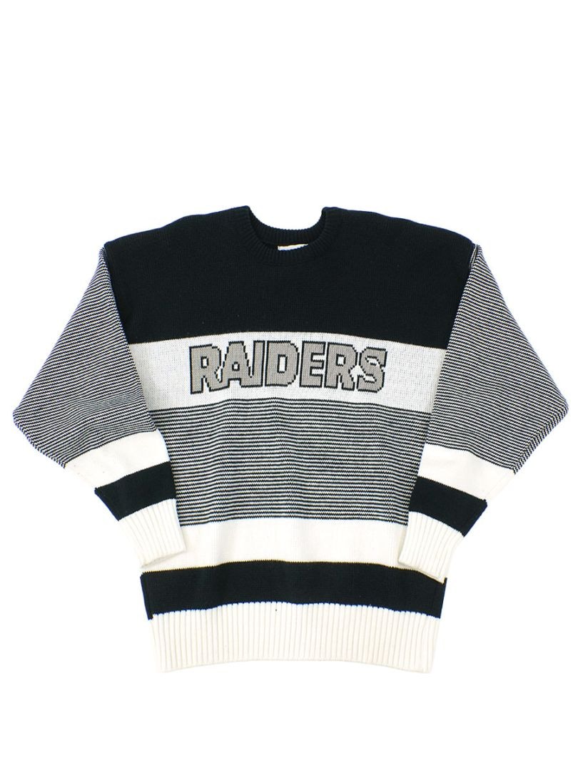 90's PRO LINE by Cliff Engle ''RAIDERS'' 切り替え オーロンウール ニットセーター 表記(XL) USA製