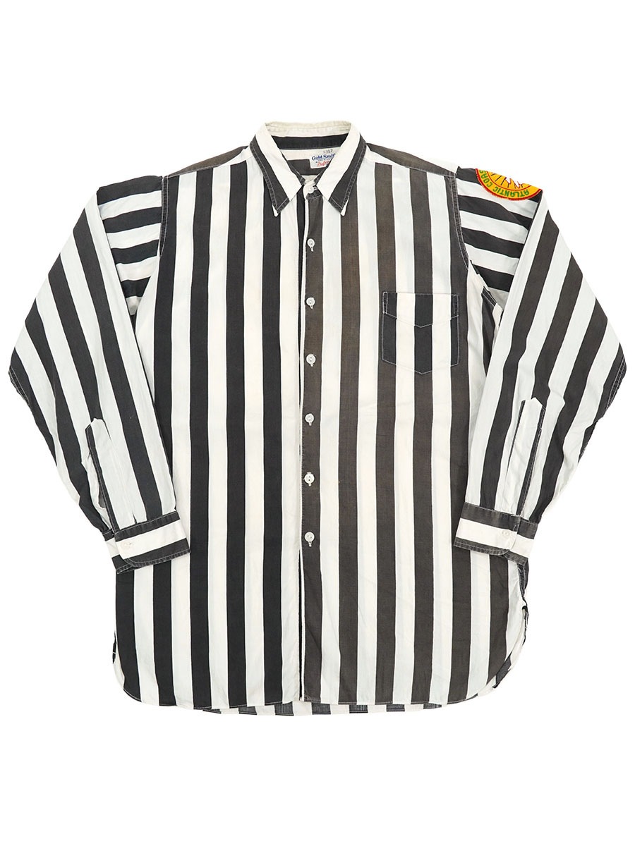 40's～ Gold Smith 白黒ストライプ マチ付き レフェリーシャツ 実寸(15位)