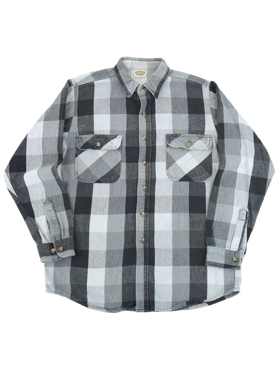 90's～ FIVEBROTHER ピンク入り 黒灰ブロックチェック フランネルシャツ 表記(L TALLMAN) 