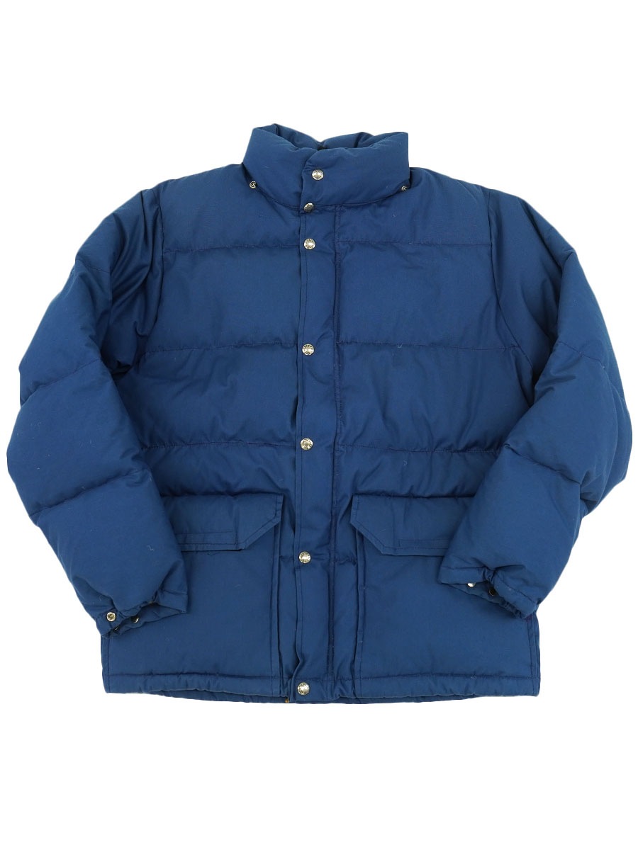 70's 茶タグ ノースフェイス コットンクロス ダウンJKT ネイビー 表記(M)