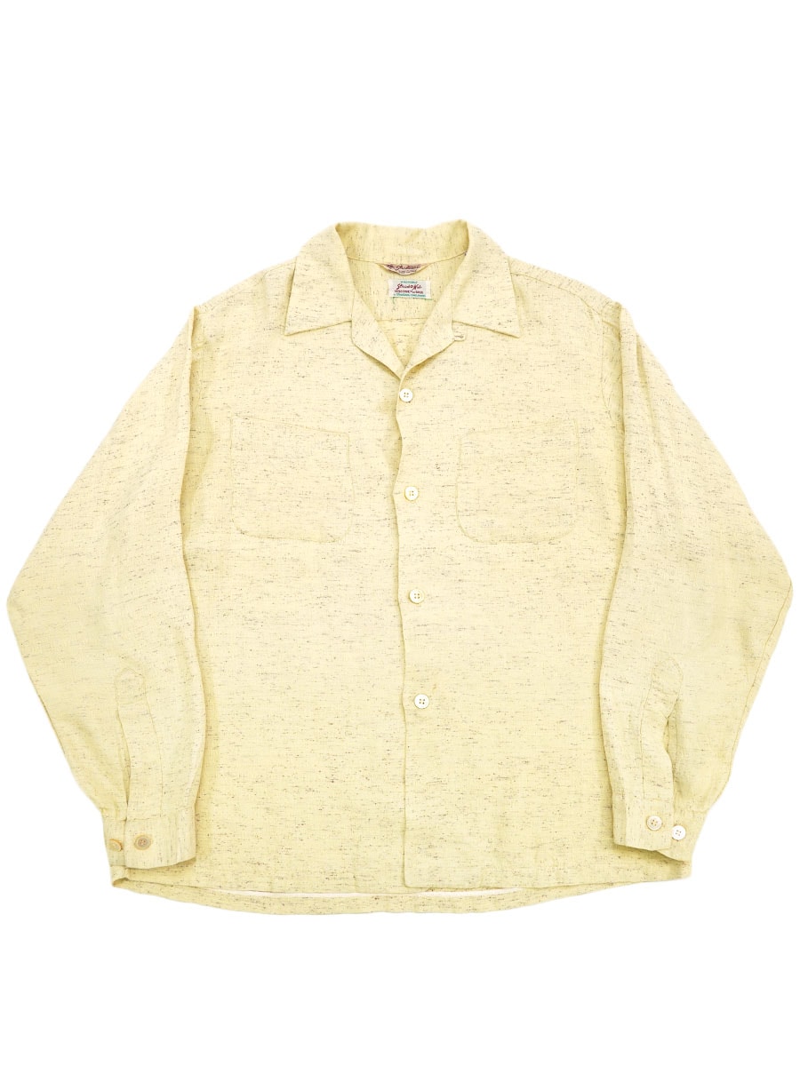 50's Stradivari ネップ カスリ柄 レーヨン×シルク ループカラーシャツ