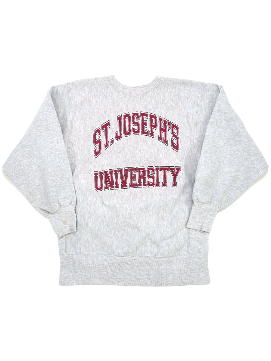 90's 刺繍タグ チャンピオンRW ''ST. JOSEPH'S UNIVERSITY'' グレー
