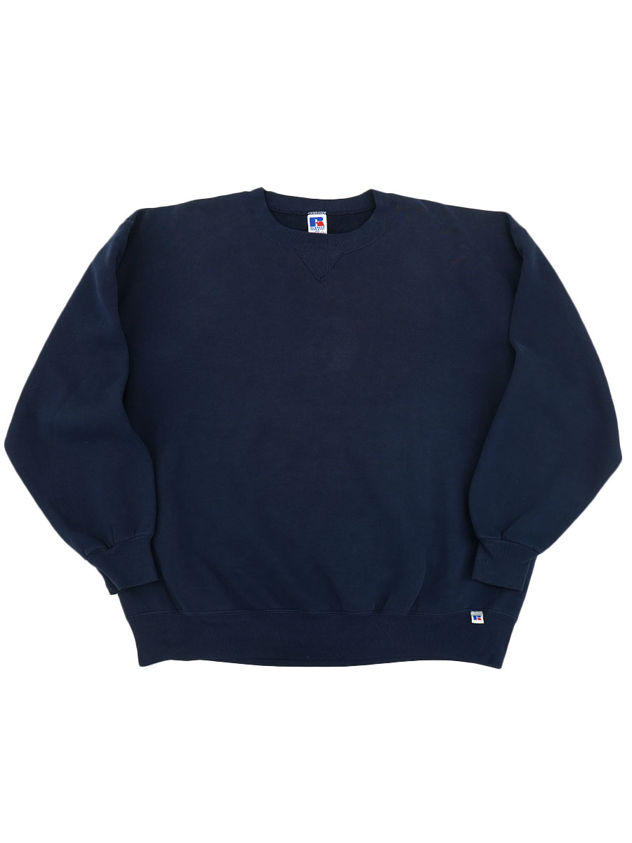 90's RUSSELL ATHLETIC 前V 無地スウェット ネイビー 表記(XXL) USA製
