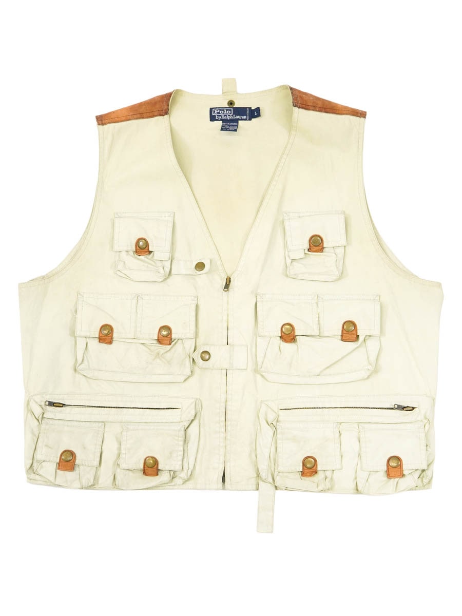 ラルフローレン レザー切り替え フィッシングベスト 表記(L) | NEW