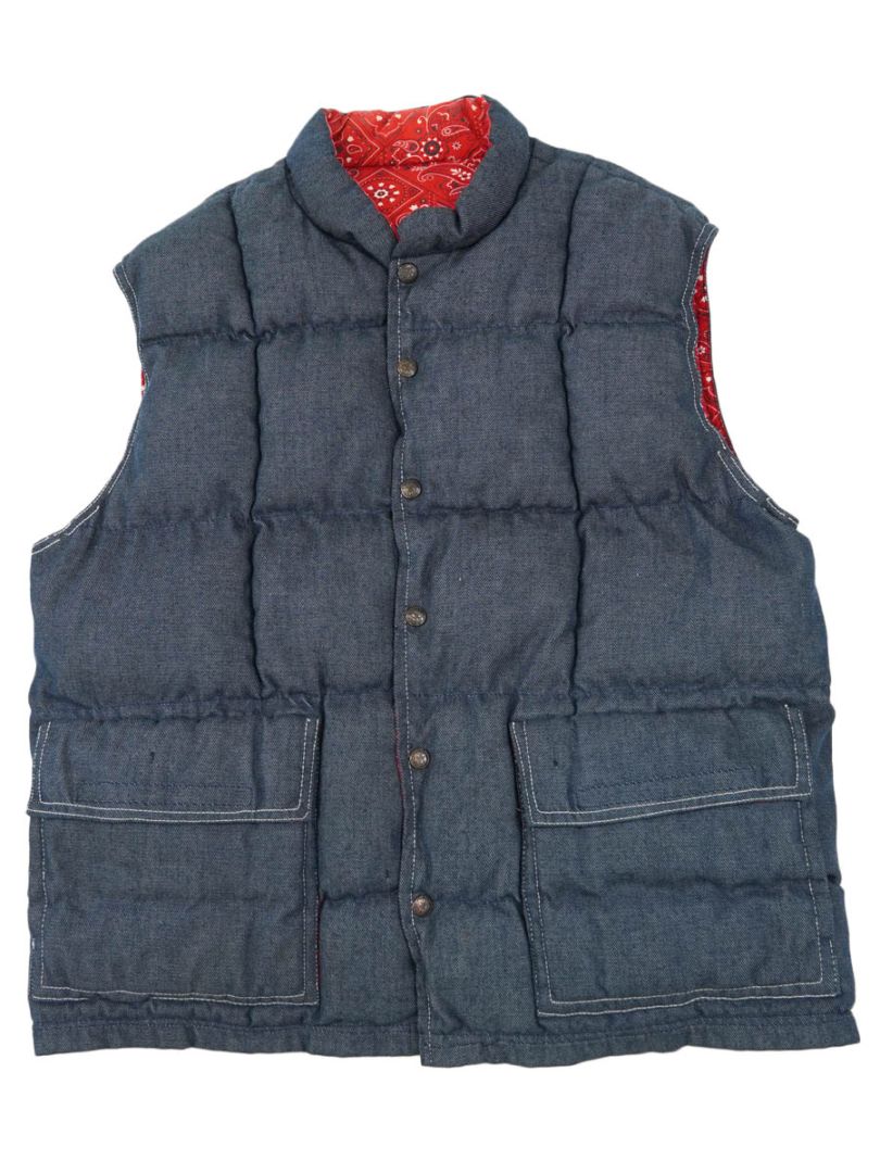 70's～ 裏地ペイズリー柄 ハンドメイド 中綿ベスト 実寸(L位)