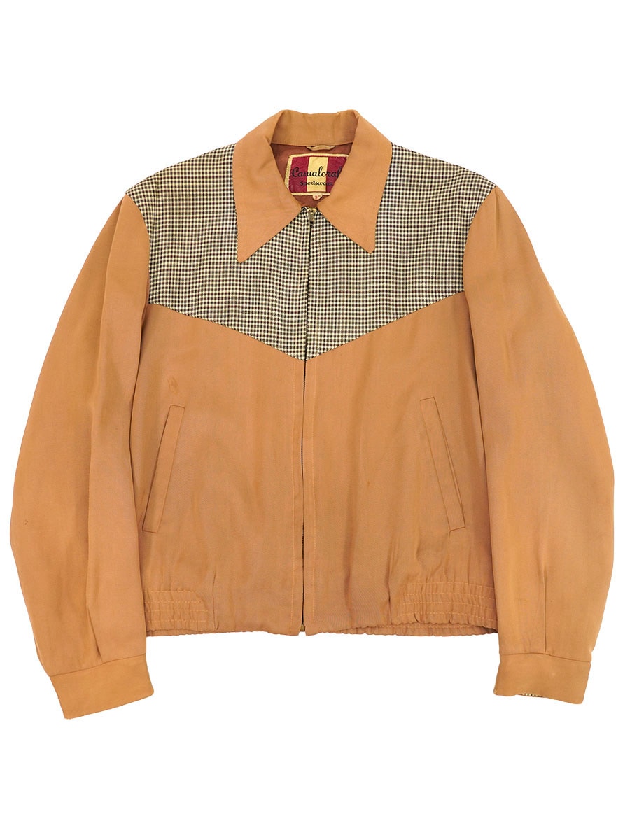 50's Casualcraft Sportswear 千鳥格子切り替え レーヨンギャバ