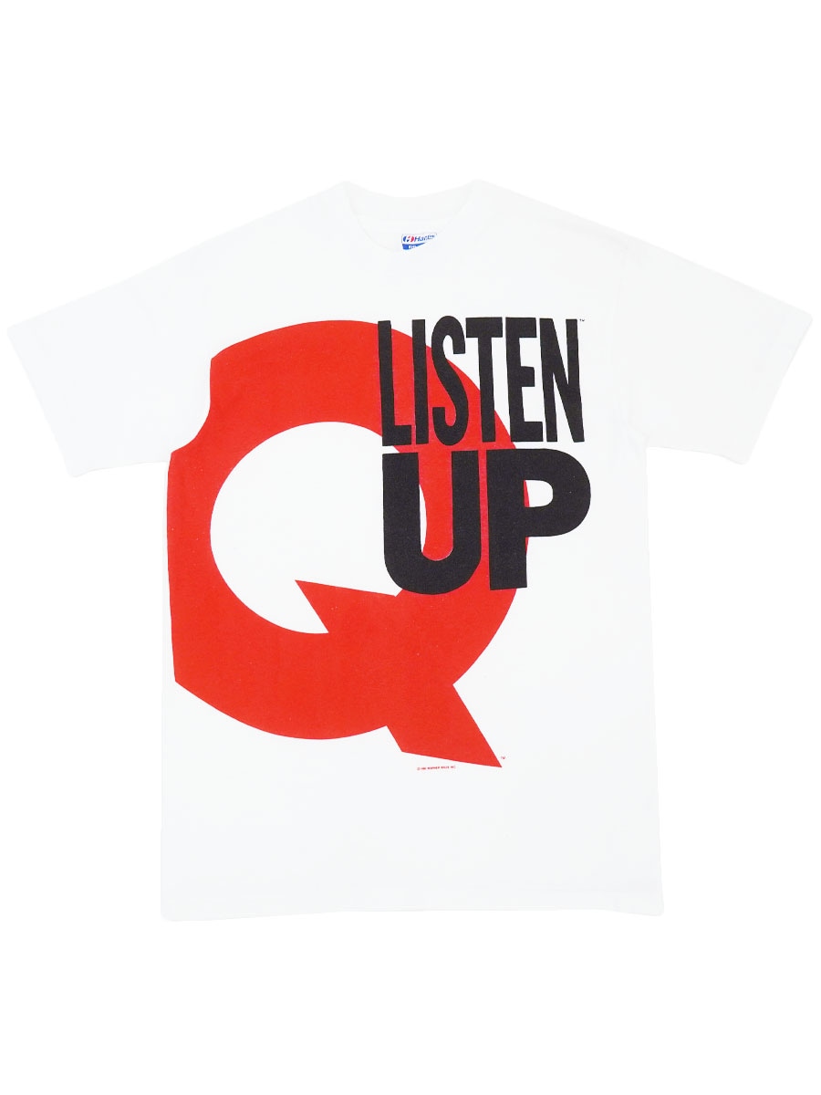 90's Hanes クインシー・ジョーンズ ''LISTEN UP'' プリントTシャツ ホワイト 表記(M) USA製