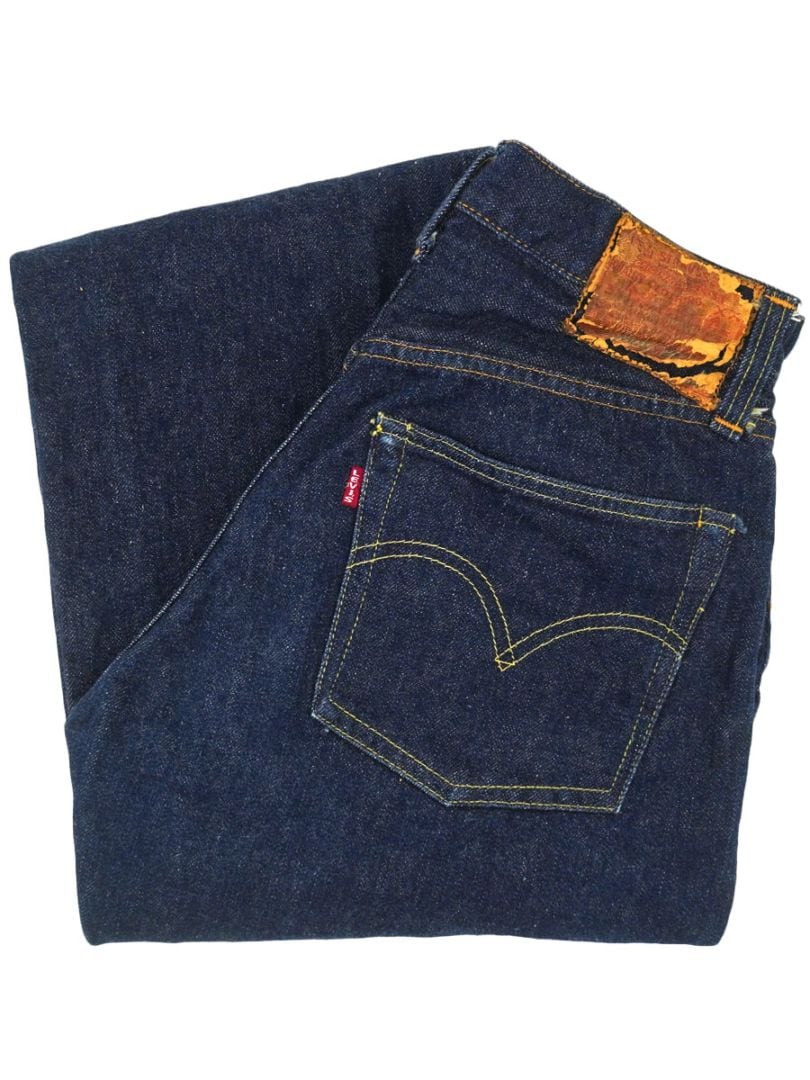 50's Levi's 504ZXX レザーパッチ デニムパンツ 納紺 実寸(26.5x30.5位
